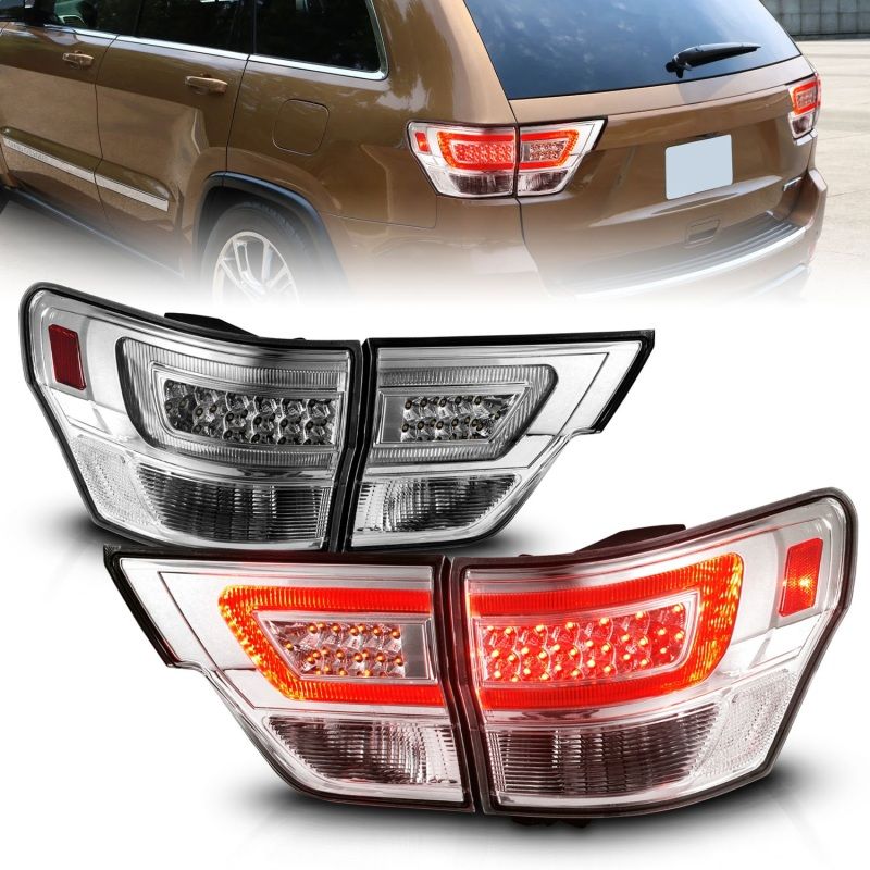 ANZO 1113 Jeep Grand Cherokee LED Taillights w/ Lightbar Chrome