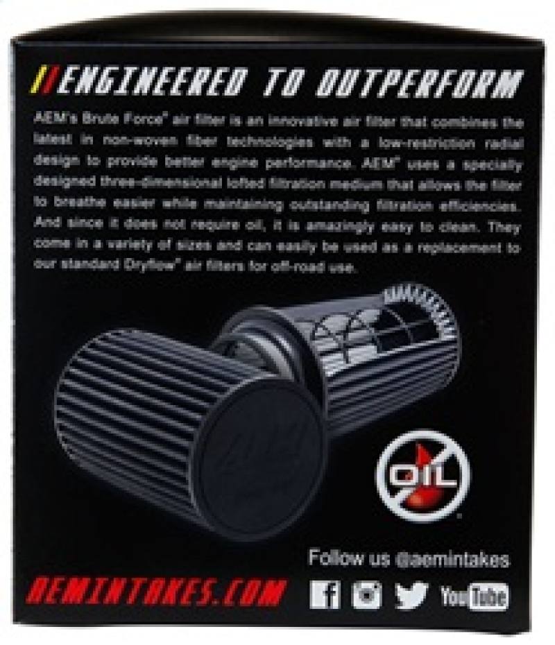 AEM 3 inch x 5 inch DryFlow Air Filter 21203bf image 13