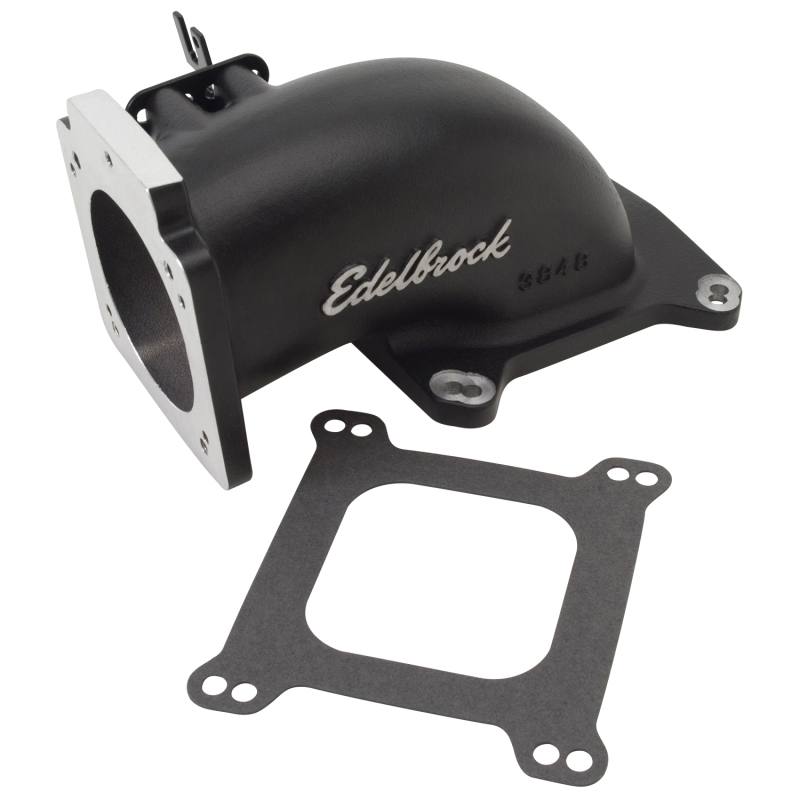 Edelbrock Low Profile Intake Elbow 90mm Throttle Body to Square-Bore Flange Black Finish 38483 image 3