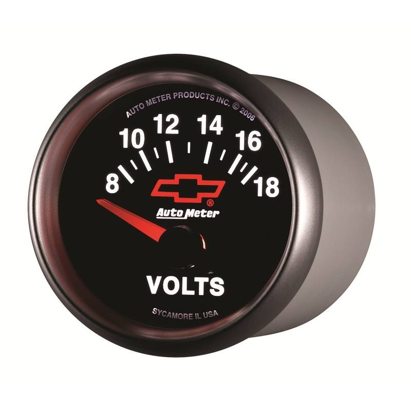 Autometer GM Bowtie Black 2-1/16 Voltmeter 8-18V 3692-00406 image 3