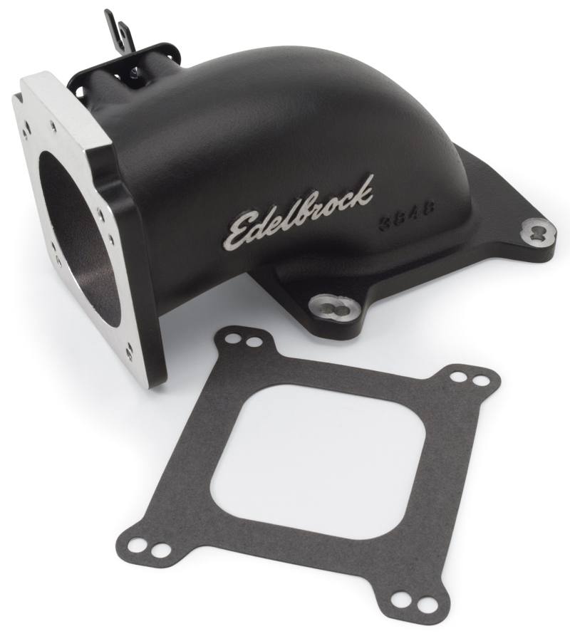 Edelbrock Low Profile Intake Elbow 90mm Throttle Body to Square-Bore Flange Black Finish 38483 image 2
