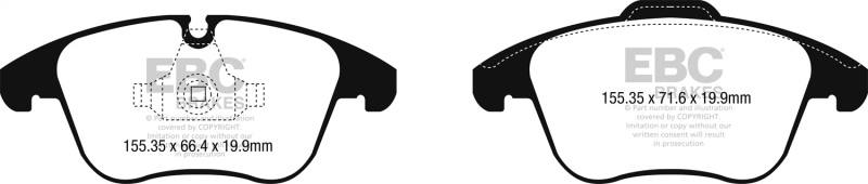EBC 2016+ Jaguar XE 2.0L TD (180) Greenstuff Front Brake Pads dp22252 image 2