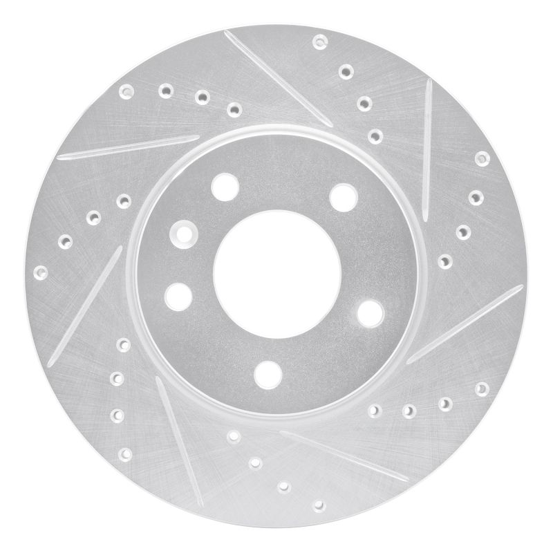 R1 13-25 Cadillac ATS Front Right Drilled & Slotted Silver Brake Rotor 631-46033R