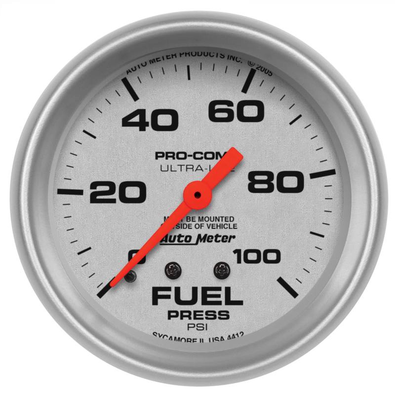 Autometer Ultra-Lite 2 5/8in Mechanical Fuel Pressure Gauge 100psi 4412 image 2