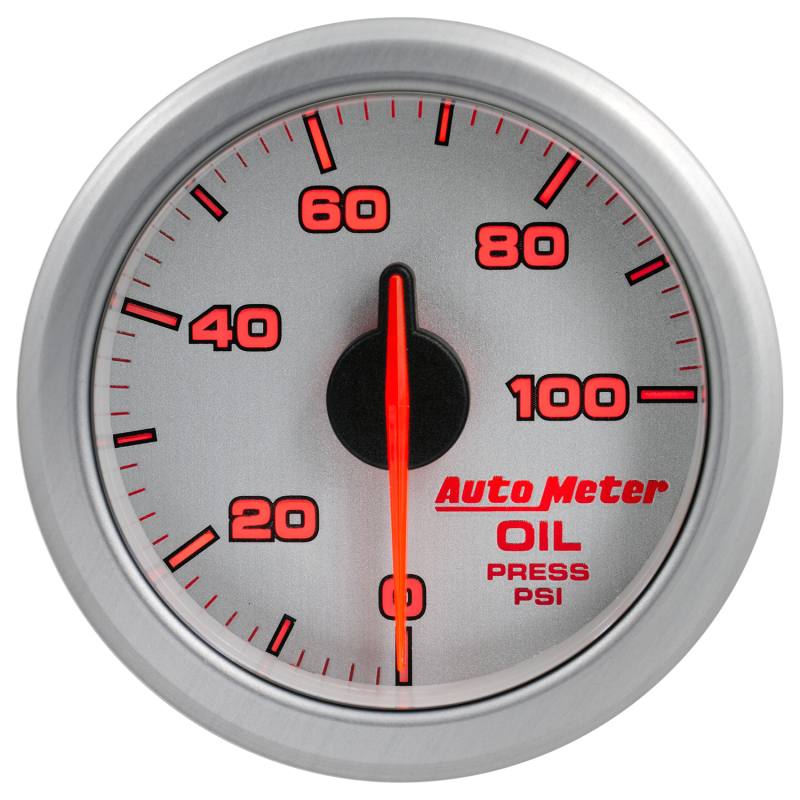 Autometer Airdrive 2-1/6in Oil Pressure Gauge 0-100 PSI - Silver 9152-UL image 3