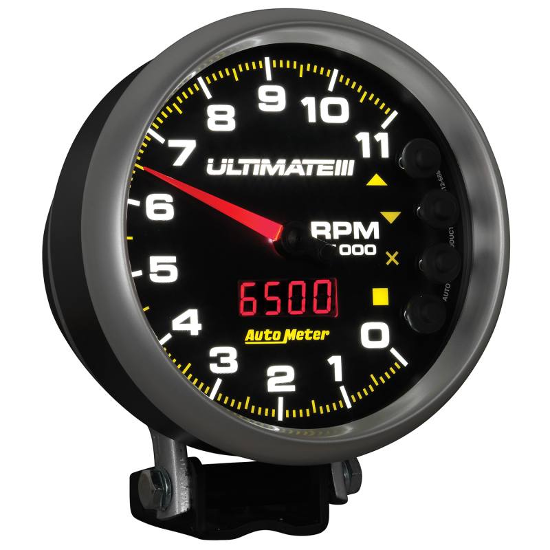 AutoMeter Gauge Tach 5in. 11K RPM Pedestal Datalogging Ultimate IIi Playback Black 6888 image 2
