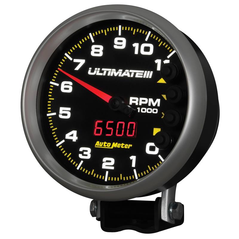 AutoMeter Gauge Tach 5in. 11K RPM Pedestal Datalogging Ultimate IIi Playback Black 6888 image 4