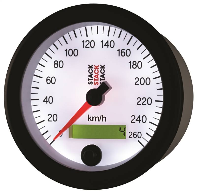 Autometer Stack Instruments 88MM 0-260 KM/H Programmable Speedometer - White ST3852 image 3
