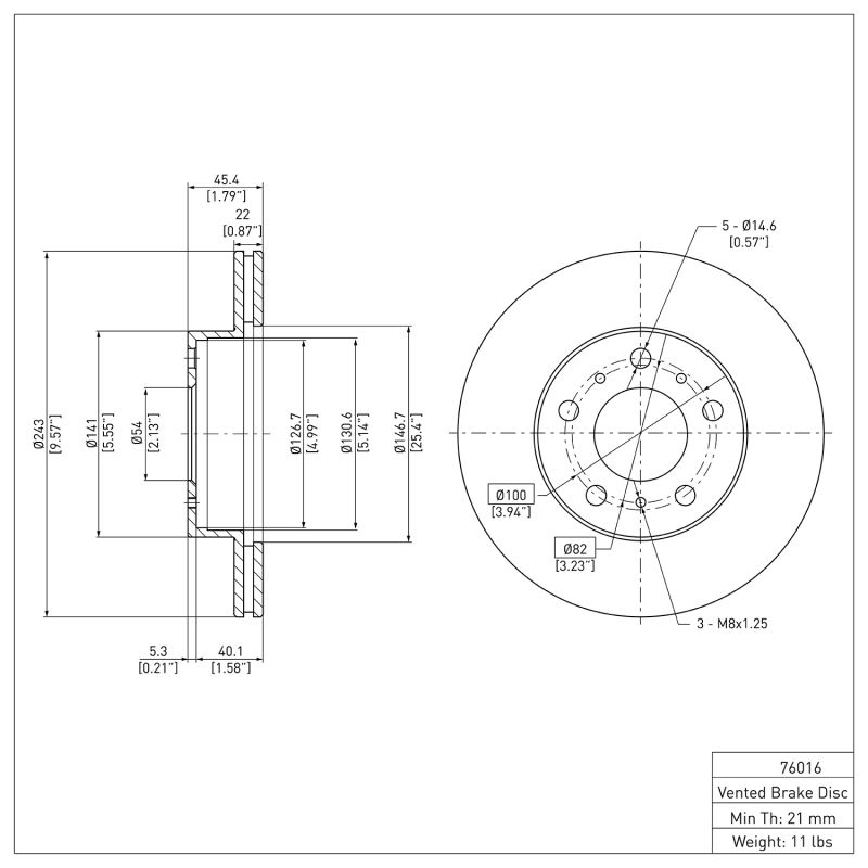 DFC 83-86 Toyota Camry Front Brake Rotor 600-76016 image 6