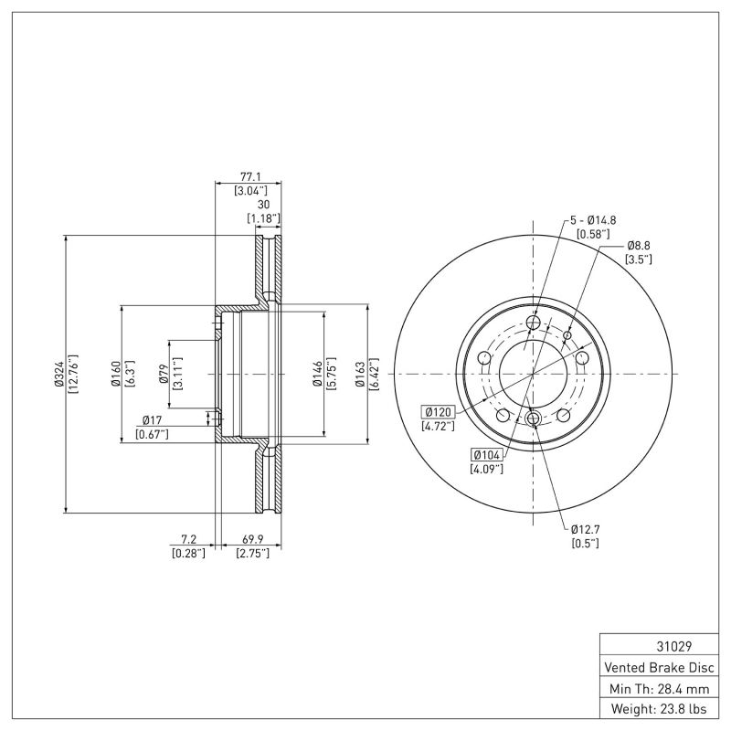 DFC 91-01 BMW 850CI Front Brake Rotor 600-31029 image 6