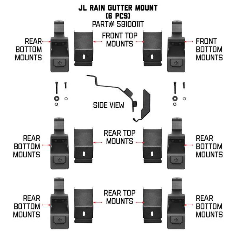 Go Rhino 6pc Rain Gutter Mounting Kit for SRM Rack 5910011t image 2