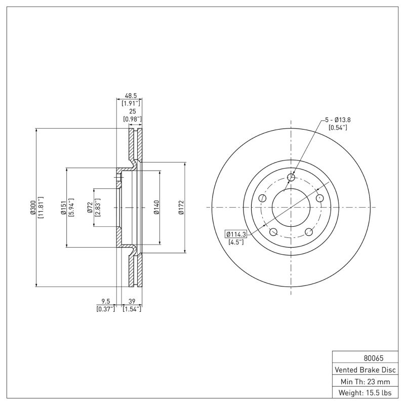 DFC 04-15 Mazda 3 Front Brake Rotor 600-80065 image 2