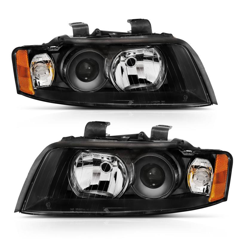 ANZO 2002-2005 Audi A4 Projector Headlight Black G2 (Halogen Type) 121528
