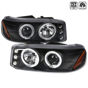 Spec-D Chevy Yukon / Gmc Denali Projector Headlights Dual Halo - Black