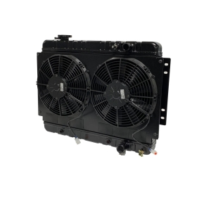 DEWITTS RADIATOR Radiator w/fans Chevelle 64-67 LS Man Trans Blk