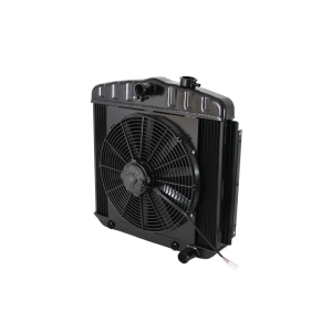 DEWITTS RADIATOR Radiator w/Fans 55-57 Chevy LS Auto Trans Blk