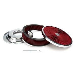 RACING POWER CO-PACKAGED 14in X 3in Super Flow Air Cleaner Chrome/Red