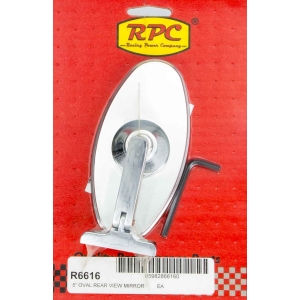 RACING POWER CO-PACKAGED Chrome Steel Oval 5in Interior Mirror
