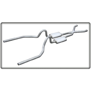 Pypes Mustang 2.5" 1964.5-69 Crossmember-back System w/ X-pipe with Race Pro Mufflers