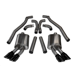 Corsa Camaro ZL1 Sport, Cat-Back System with XO-Crossover, Twin 4 Inch Black Pro-Series Tips