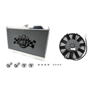 CSF 01-07 Mitsubishi Evo 7/8/9 Full Size Slim Radiator w/12in Fan & Shroud/-16AN & Slip-On Fittings