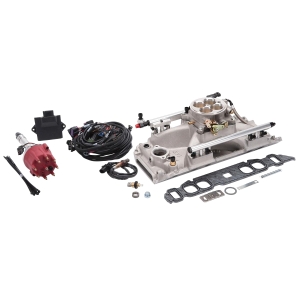 Edelbrock Pro Flo 4 Fuel Injection Kit Sequential Port BBC Oval 625 Max HP 35 LbHr Injectors Satin