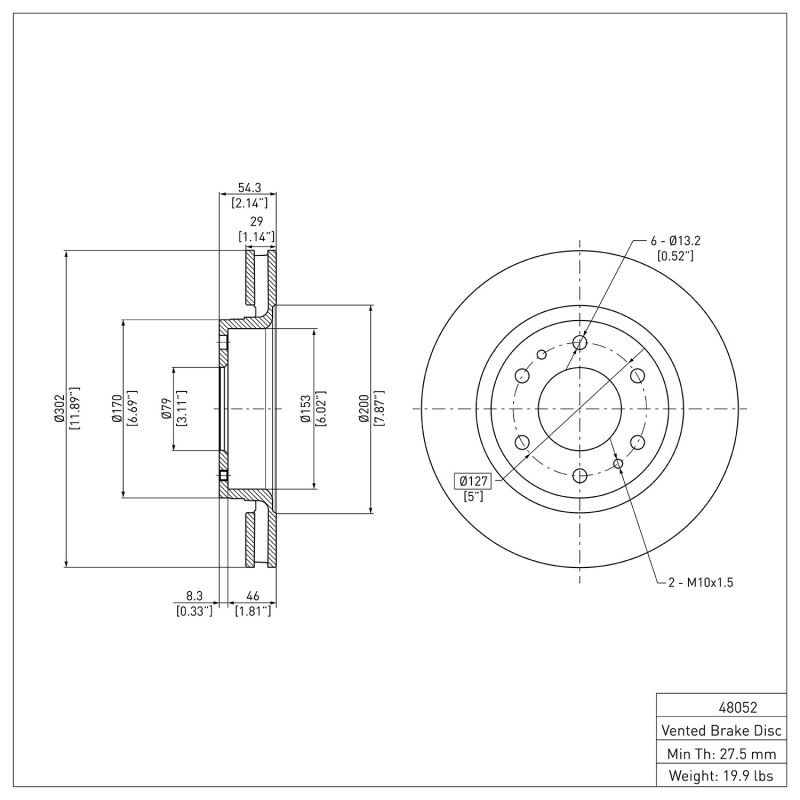 DFC 06-09 Buick Rainier Front Brake Rotor 600-48052 image 6