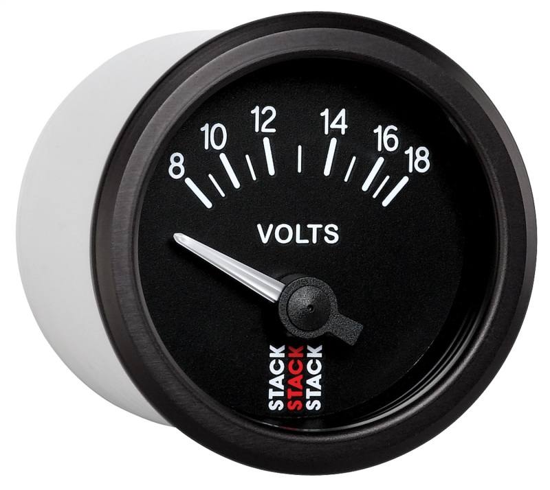 Autometer Stack Instruments 52mm 8-18V Electric Battery Voltage Gauge - Black ST3216 image 5
