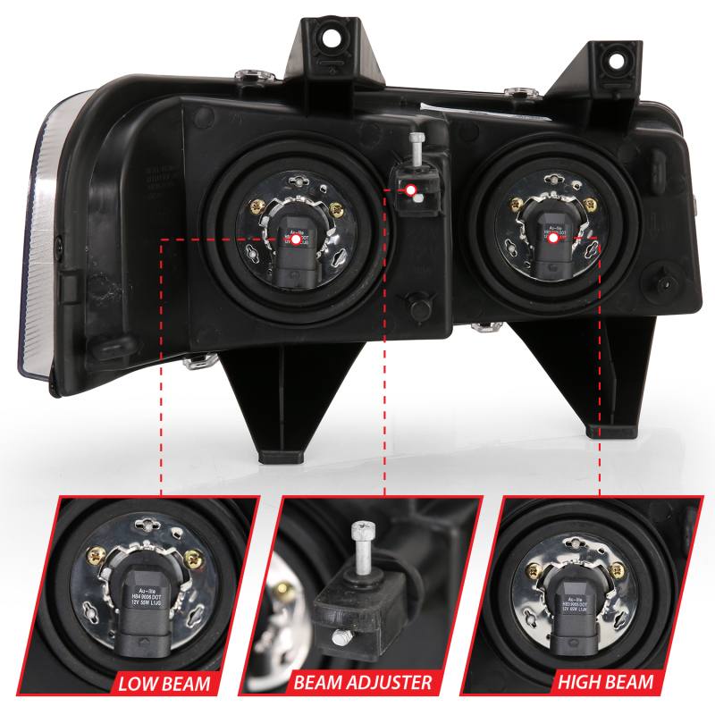 ANZO 2003-2017 Chevy Express Crystal Headlight Black 111474 image 2
