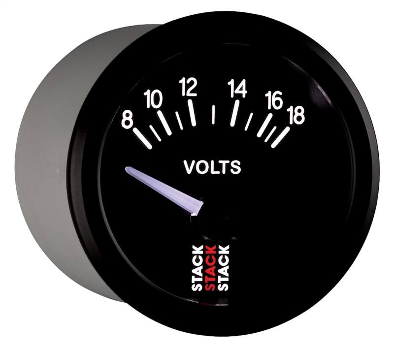 Autometer Stack Instruments 52mm 8-18V Electric Battery Voltage Gauge - Black ST3216 image 6