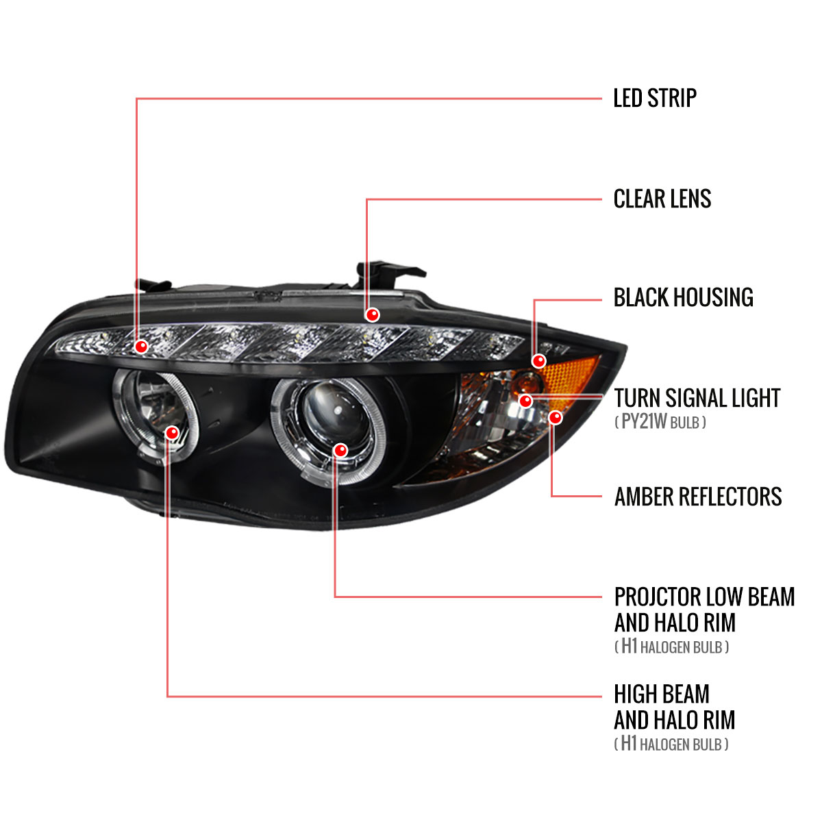 Spec-D Tuning Bmw E87 Halo Projector Headlight Chrome Housing 2LHP-E8708JM-TM image 7