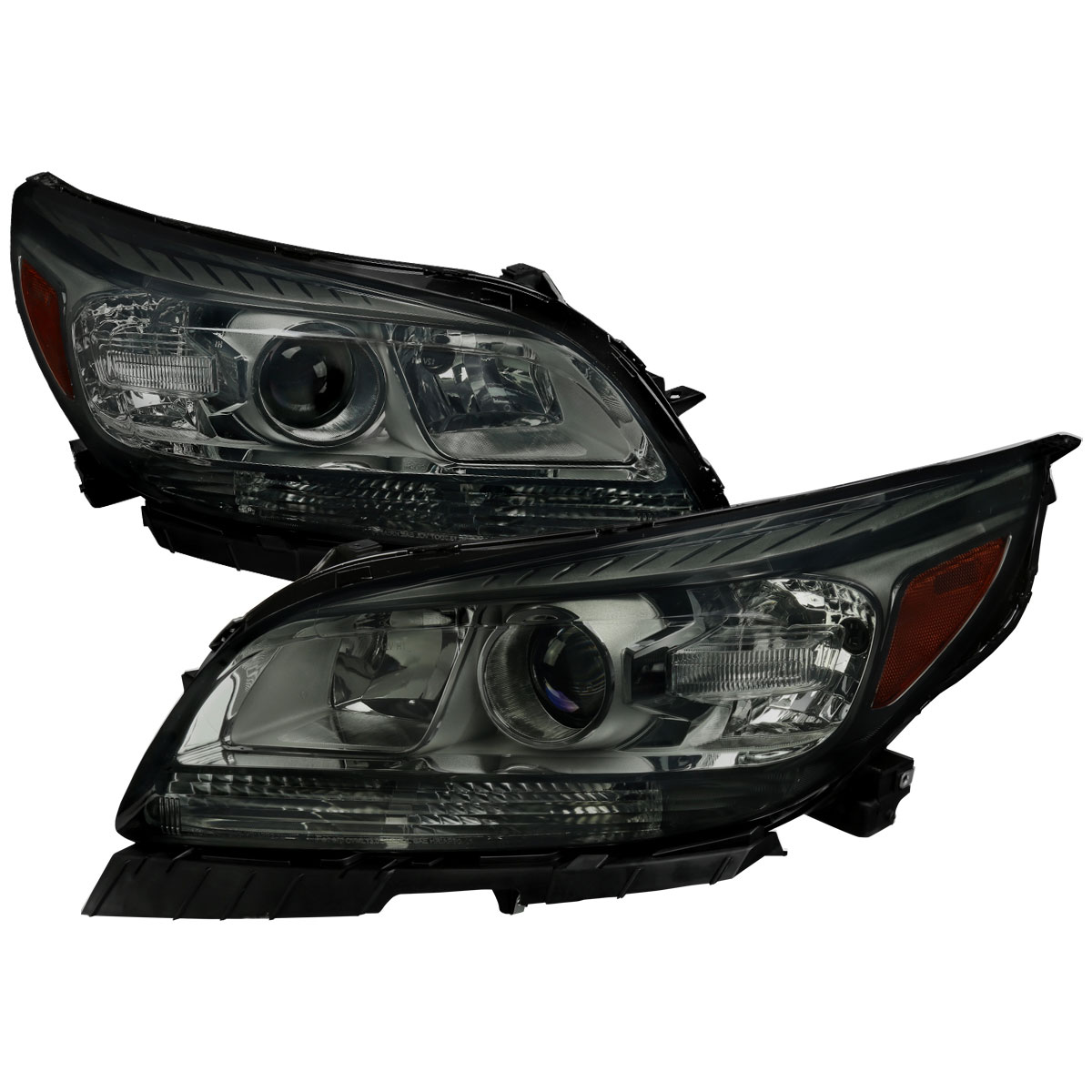 Spec-D Tuning Halogen Smoke Projector Headlights Head Lamps Compatible with Chevrolet Malibu 2013-2015 L+R Pair Head Light Lamp Assembly