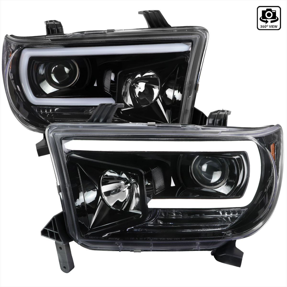 SpecD Tuning Toyota Tundra Projector Headlight Gloss Black Housing
