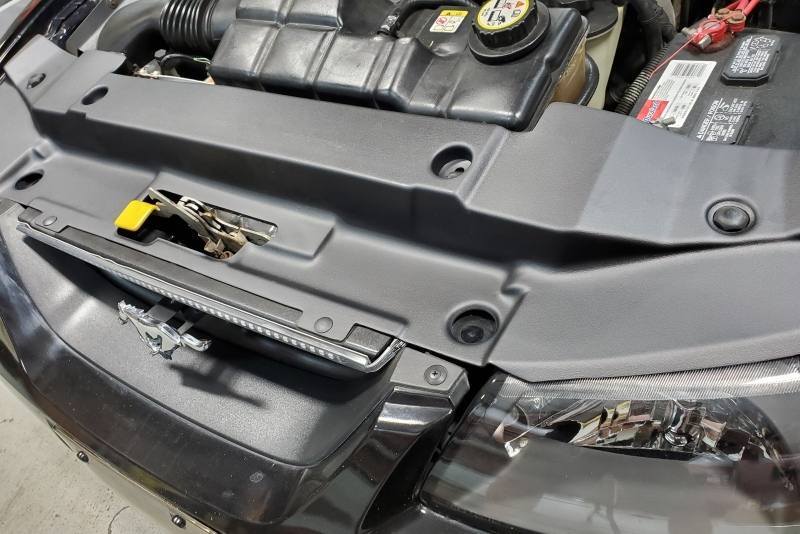JLT 99-04 Ford Mustang Black Textured Radiator Support Cover jltrsc-fm9904-2