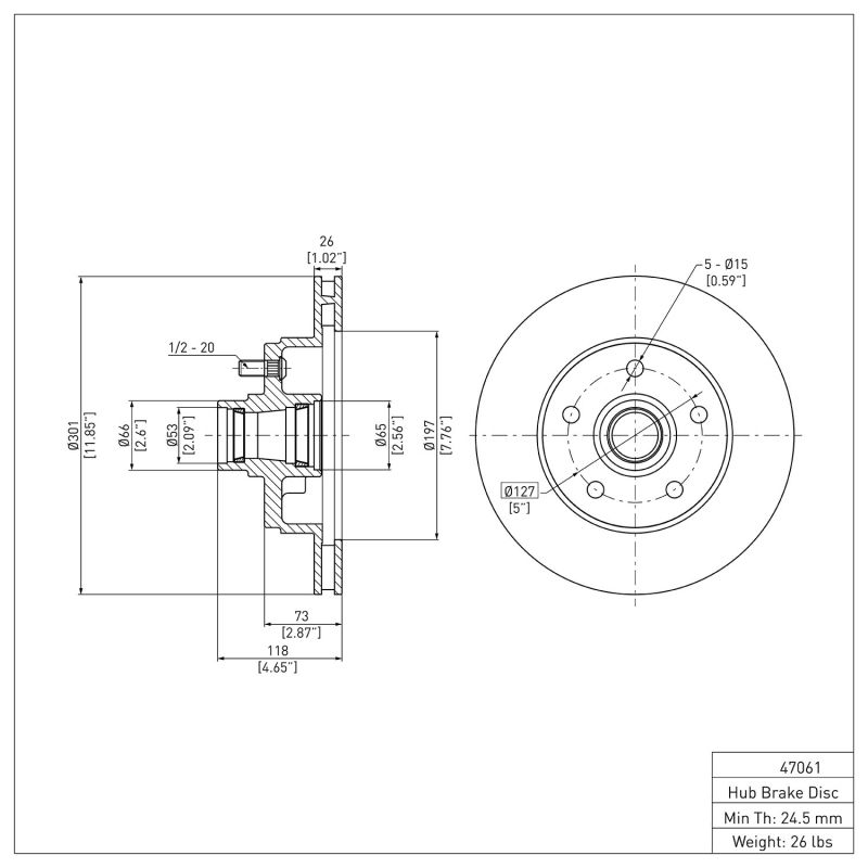 DFC 77-95 Buick Electra Front Brake Rotor 600-47061 image 6