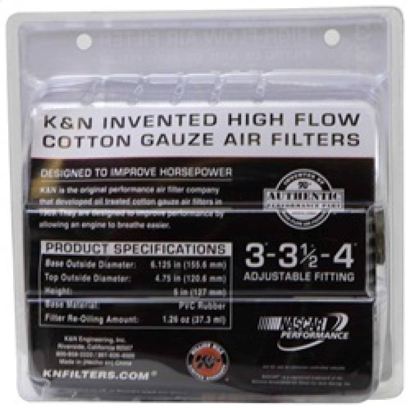 K&N Universal Air Filter Chrome Round Tapered Red - 4in Flange ID x 1.125in Flange Length x 5.5in H rg1001rd image 13