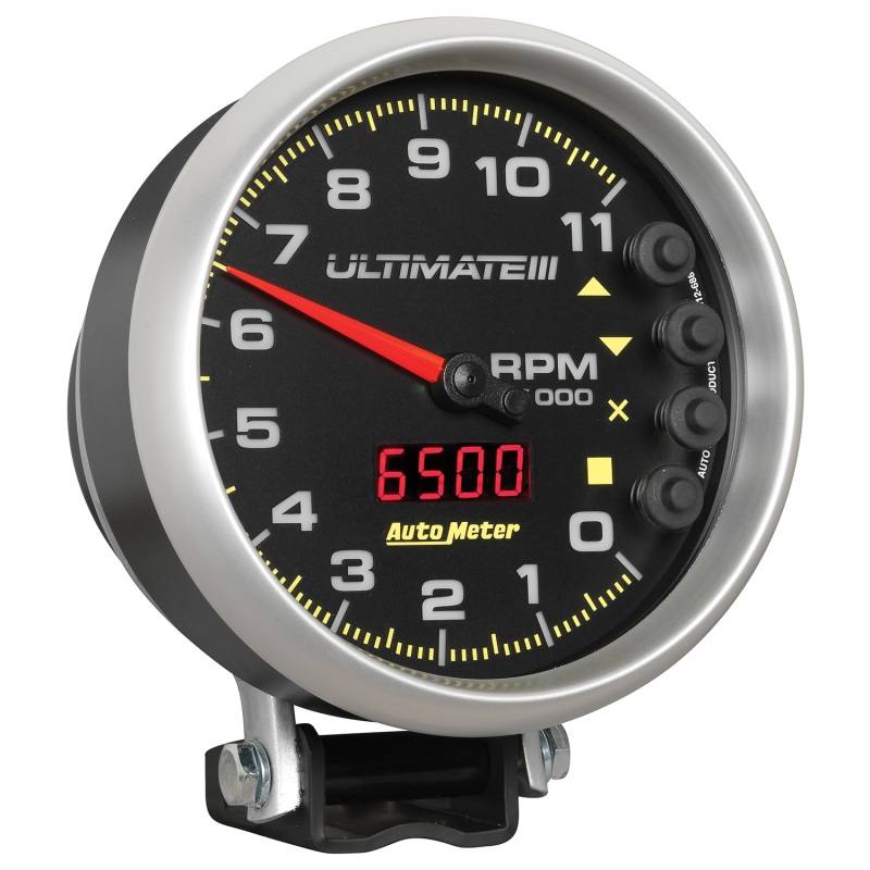 AutoMeter Gauge Tach 5in. 11K RPM Pedestal Datalogging Ultimate IIi Playback Black 6888 image 6
