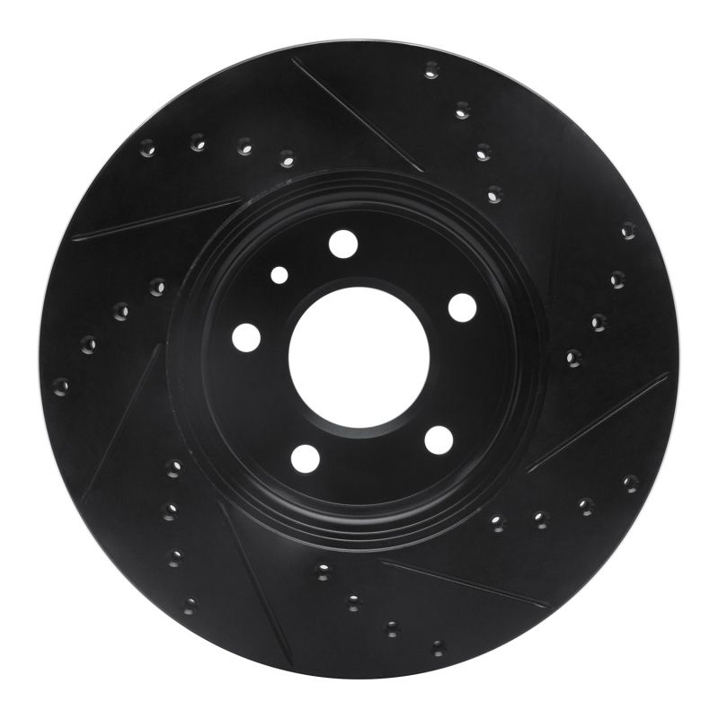 R1 13-25 Cadillac ATS Front Left Drilled & Slotted Black Brake Rotor 633-46033L image 5