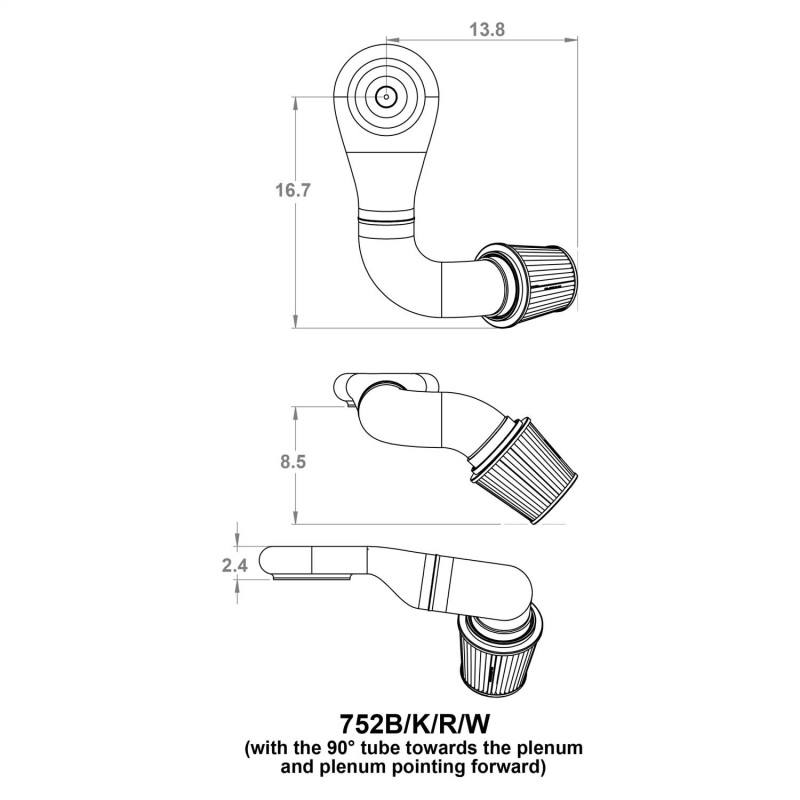 Spectre Plenum Kit Low w/Driver Side 45/90 Degree Tube 752 image 3