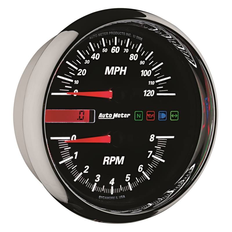 Autometer Pro-Cycle Gauge Tach/Speedo 4 1/2in 8K Rpm/120 Mph Black 19466 image 3
