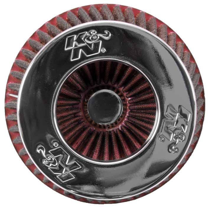 K&N Universal Air Filter Chrome Round Tapered Red - 4in Flange ID x 1.125in Flange Length x 5.5in H rg1001rd image 6