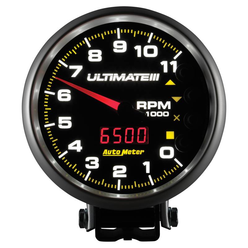 AutoMeter Gauge Tach 5in. 11K RPM Pedestal Datalogging Ultimate IIi Playback Black 6888 image 5