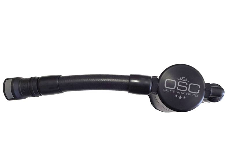 JLT 05-10 Ford Mustang GT Driver Side Oil Separator 3.0 V2 - Black Anodized 3051d-b