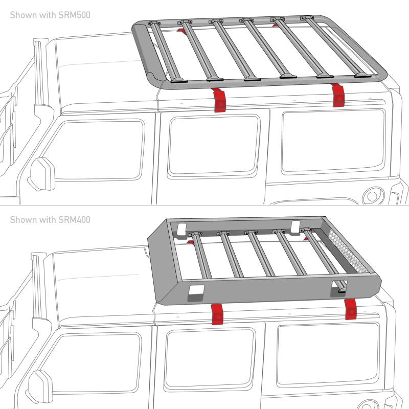 Go Rhino SRM Rack Rain Gutter Mount Kit - 4pc. (Mounts to Factory Rain Gutter/Drip Rail) 5910010t
