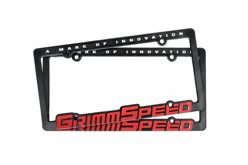 GrimmSpeed License Plate Frames Red Text Pair 111050