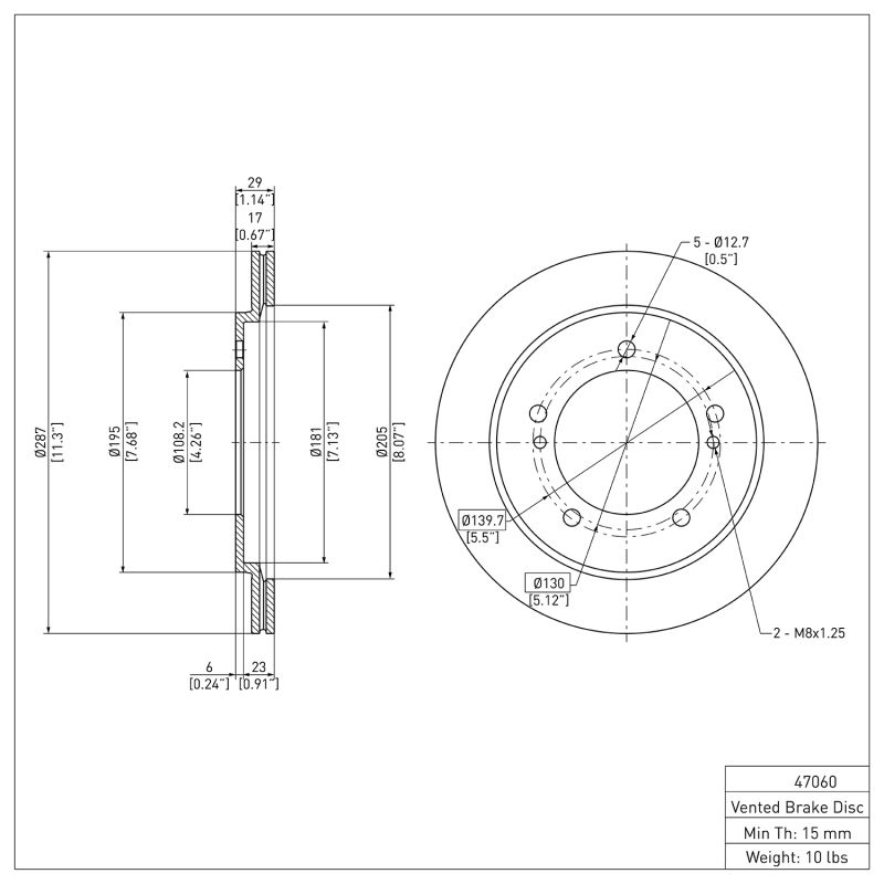 DFC 99-04 Chevrolet Tracker Front Brake Rotor 600-47060 image 6