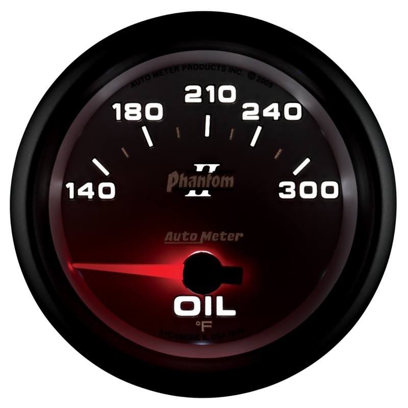 Autometer Phantom II 2 5/8in 140-300 Degree F Short Sweep Electronic Oil Temperature Gauge 7848 image 4