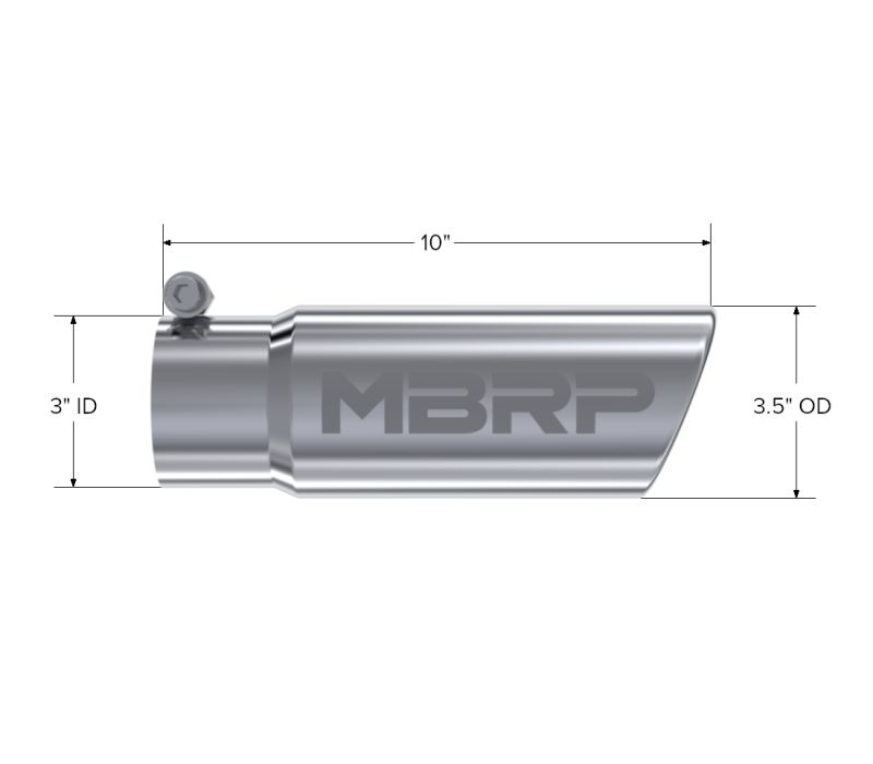MBRP Universal Tip 3in O.D. Angled Rolled End 3 inlet 10 length t5115 image 4