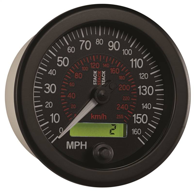 Autometer Stack Instruments 88MM 0-160 MPH / 260 KM/H Programmable Speedometer - Black ST3801 image 5