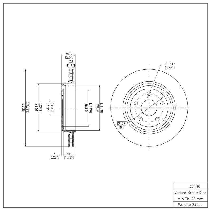 DFC 12-25 Dodge Durango Rear Brake Rotor 600-42008 image 6